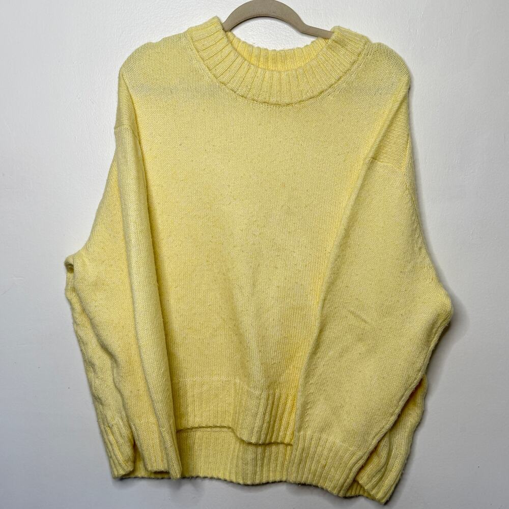 Sonoma Pastel Yellow Over-Sized Slouchy Chunky Ribbed Knit Sweater Size XL